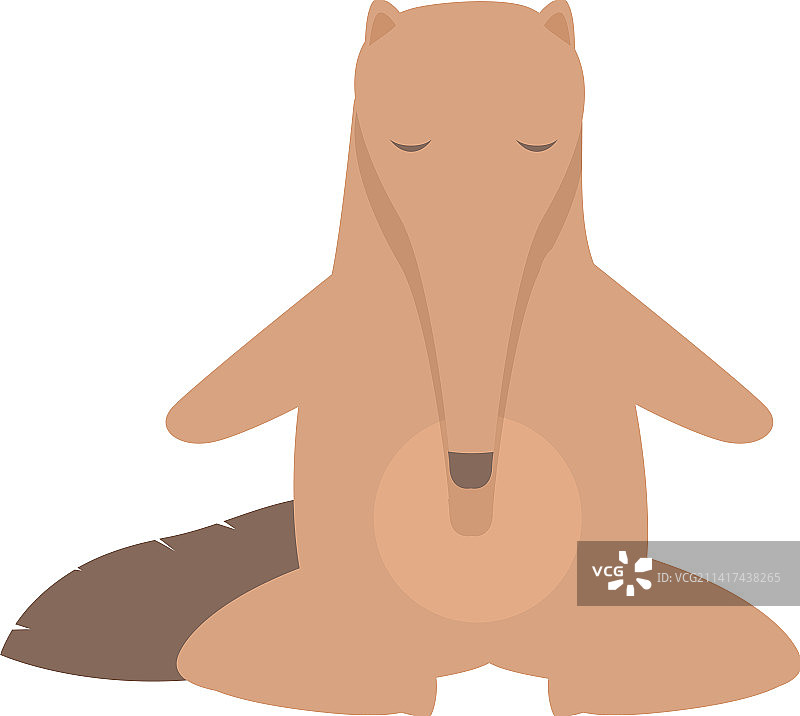 冥想大食蚁兽卡通图标图片素材