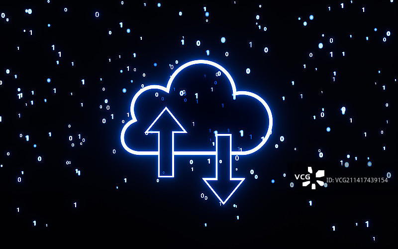 二进制与云计算数字背景3D渲染图片素材