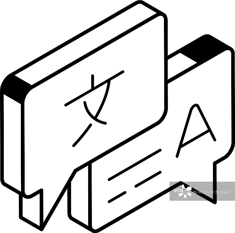 语言练习等距轮廓图标图片素材