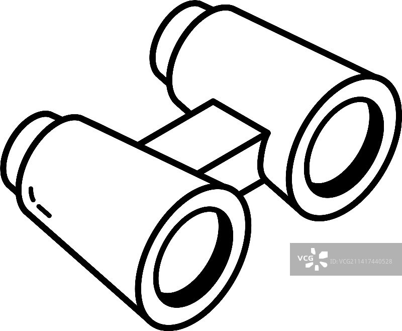 双筒望远镜轮廓2.5D等距图标图片素材