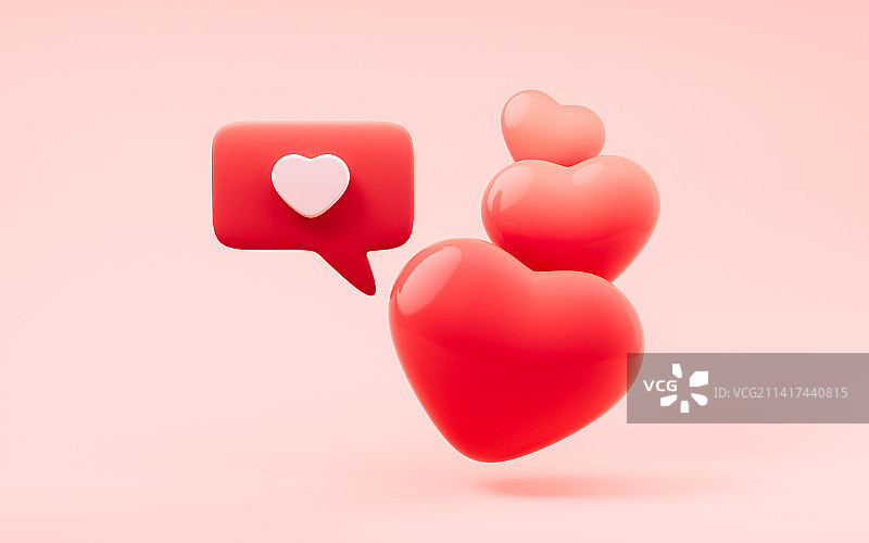 卡通风格爱心3D渲染图片素材