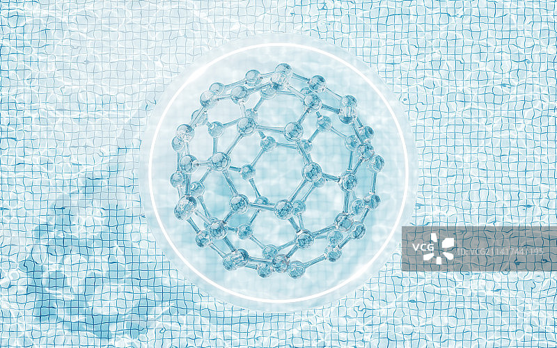 水面与分子3D渲染图片素材