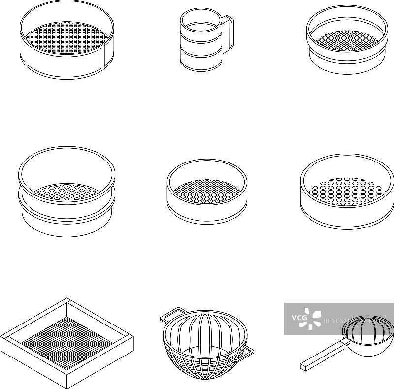 筛子图标轮廓合集图片素材