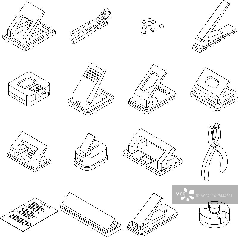 打孔器描边图标集图片素材