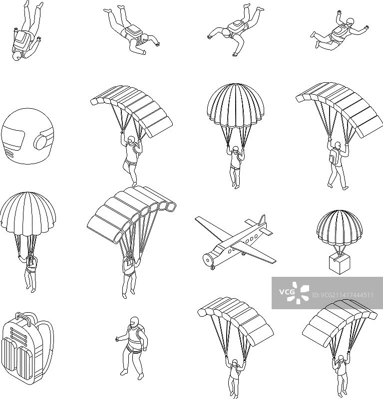 跳伞图标轮廓图片素材