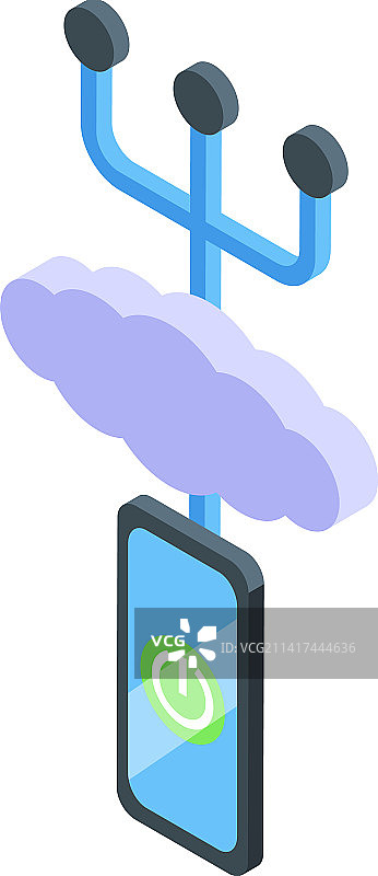 手机云VPN图标2.5D服务器图片素材