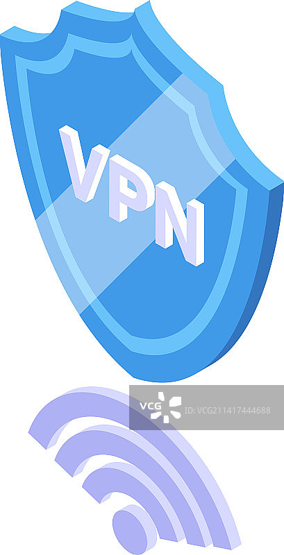 VPN盾牌图标2.5D服务器网络图片素材