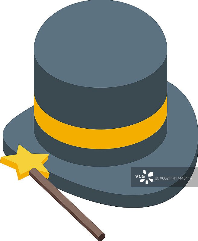 帽子图标2.5D魔法高顶帽子展示图片素材