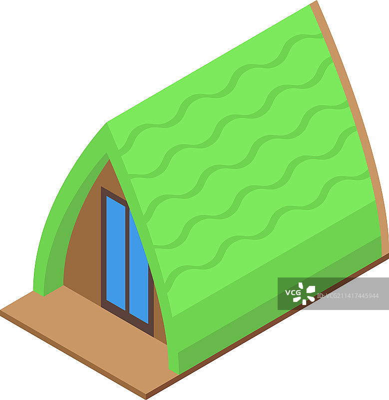 绿色豪华露营地标2.5D旅行小屋图片素材