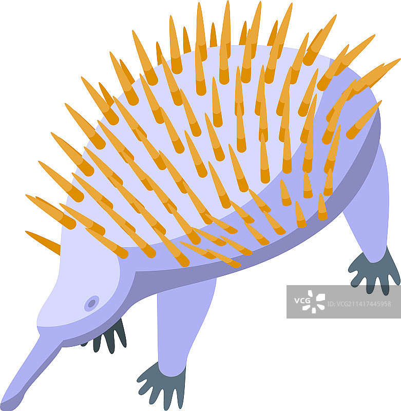 白色针鼹图标2.5D可爱动物图片素材