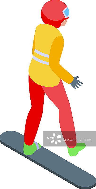 冬季单板滑雪运动等距图标图片素材