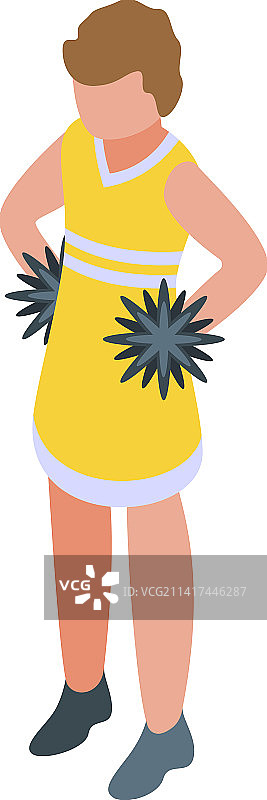 啦啦队女孩等距美式图标图片素材