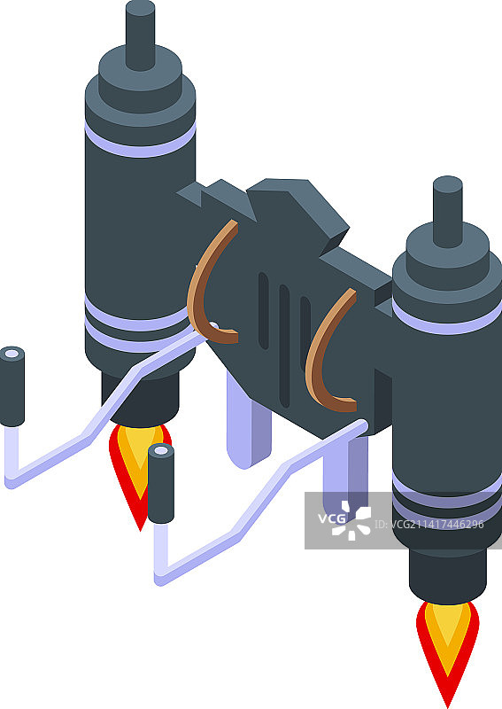 火焰喷气背包等距图标图片素材