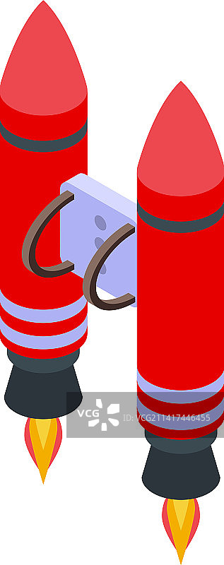 2.5D红色喷气背包图标火焰喷射图片素材