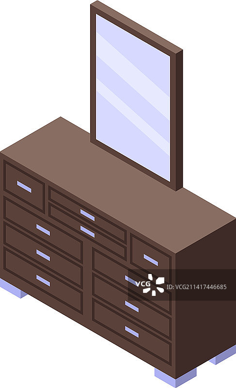 卧室镜子家具等距图标图片素材