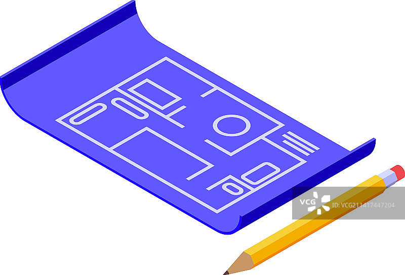 房屋翻新平面图2.5D图标图片素材