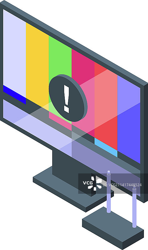 等距视角电视机错误图标丢失图片素材