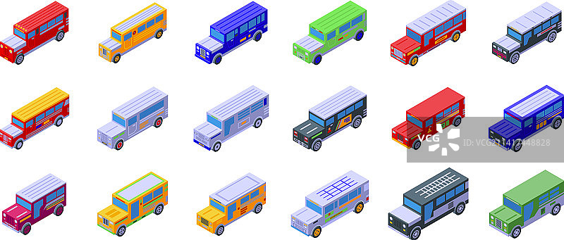 吉普尼图标等距汽车旅行图片素材