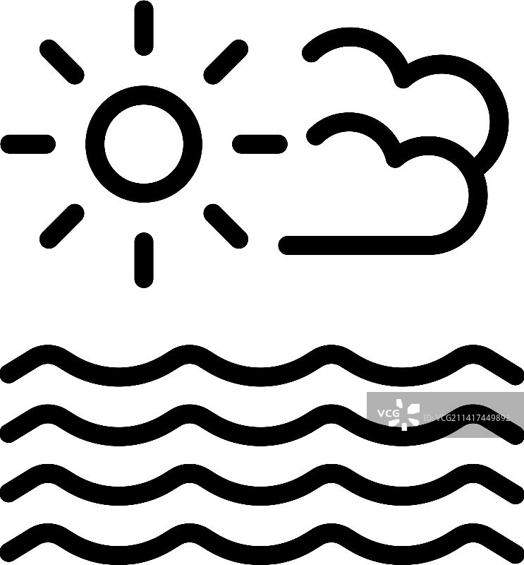 夏季海上滑雪图标轮廓水上休闲图片素材