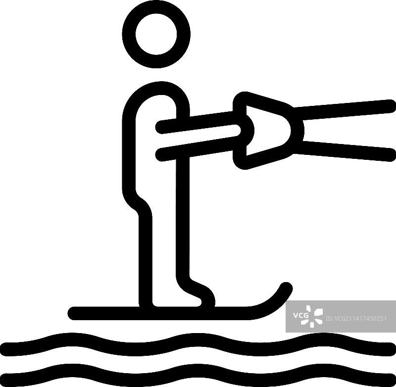 休闲娱乐：水上滑雪图标轮廓图片素材