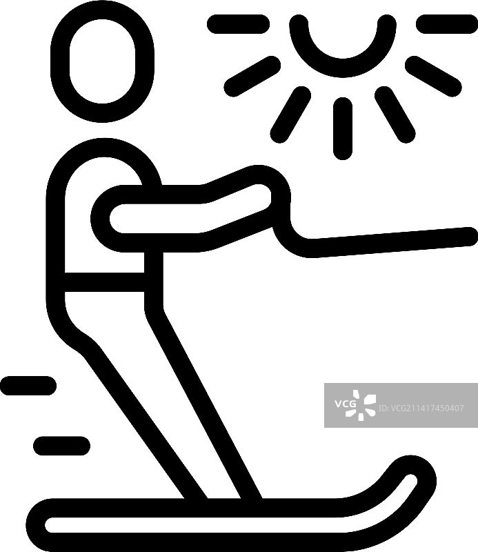 夏季运动滑水图标轮廓图片素材