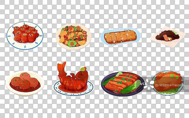 手绘美食鲁菜元素图片素材
