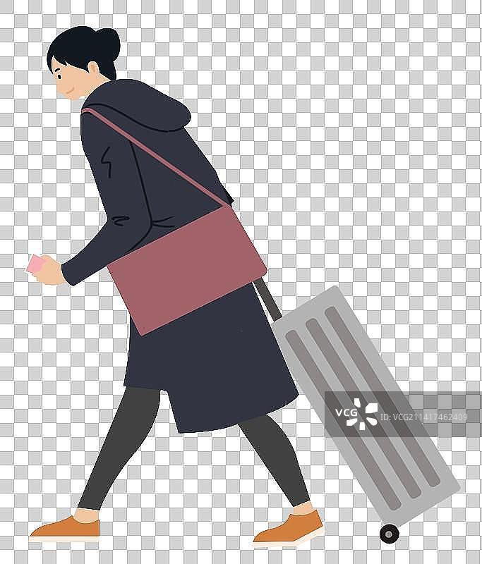 新年新春春节过年过节节日春运回家行李回娘家旅途插画图片素材