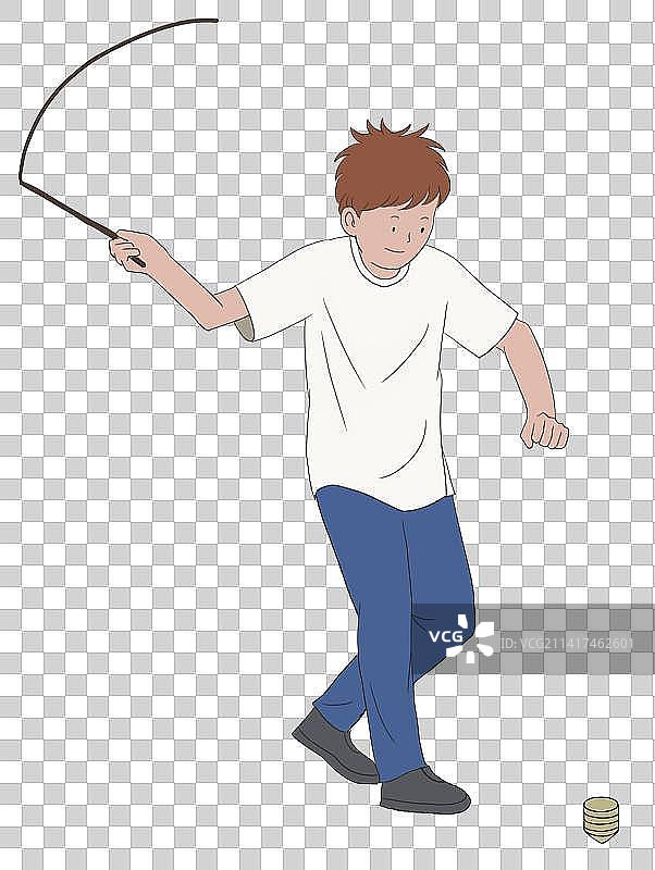 童年往事小时候美好回忆小学生打陀螺活动欢乐插画图片素材