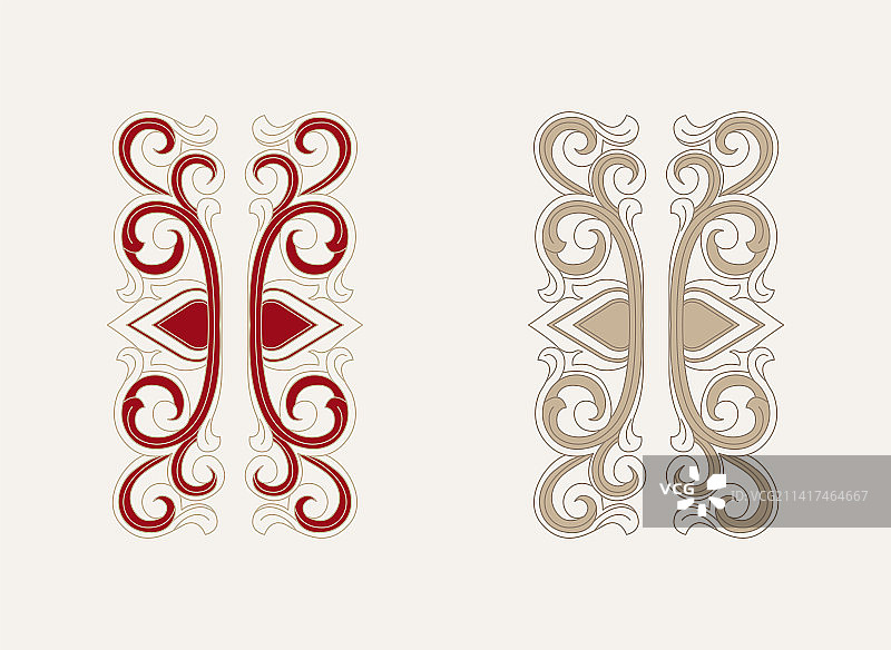 复古对称亚洲模式手绘图案图片素材