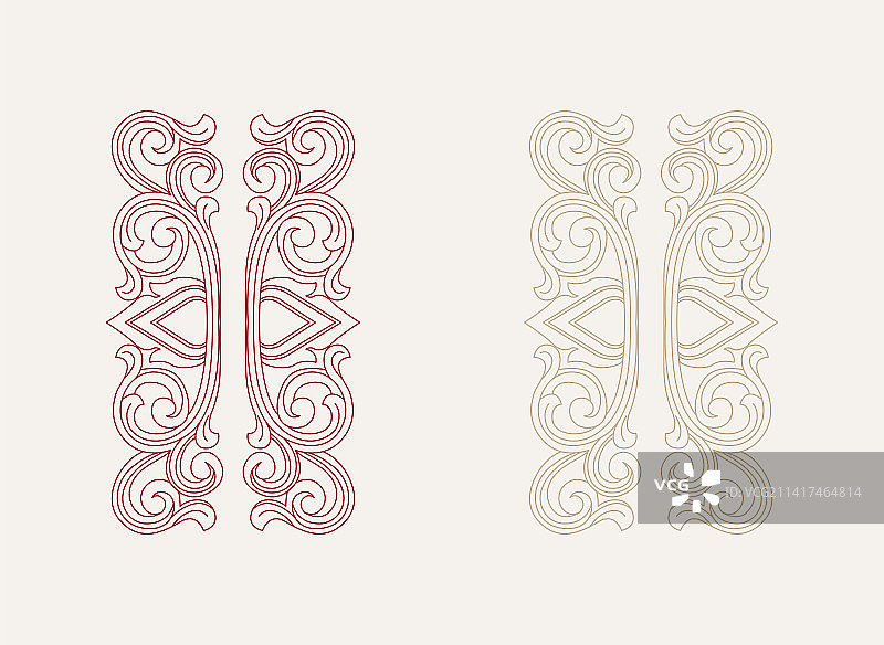 复古对称亚洲模式手绘图案图片素材