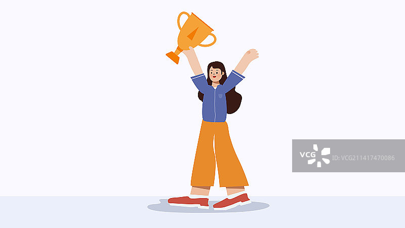 举着奖杯的女人图片素材