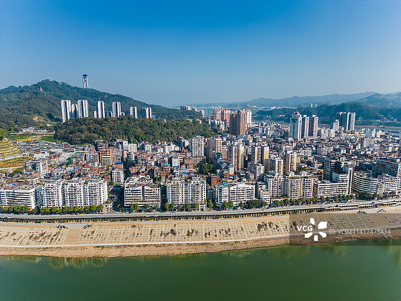 广西梧州城市航拍万秀区建筑图片素材