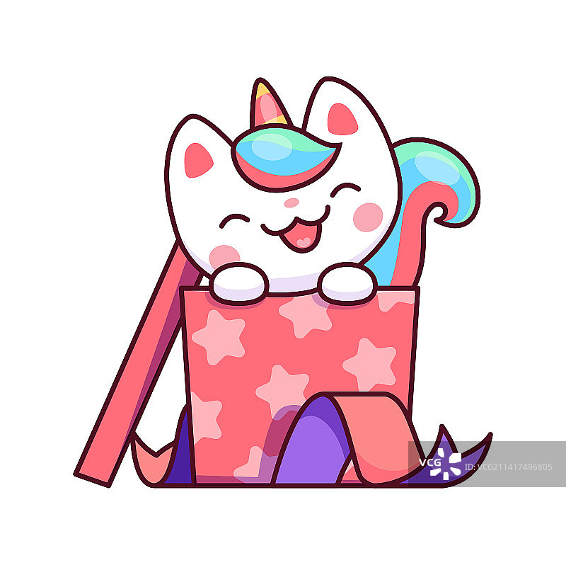 卡通猫角兽可爱独角猫角色图片素材