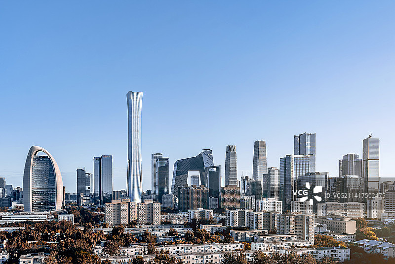 中国北京国贸CBD建筑群晴天风光图片素材