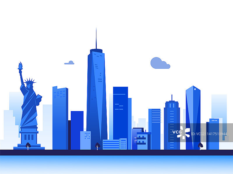 单色美国纽约城市天际线图片素材