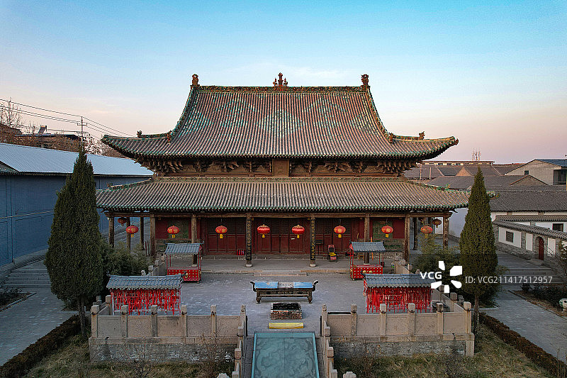 中国山西省运城市新绛县文庙航拍图片素材