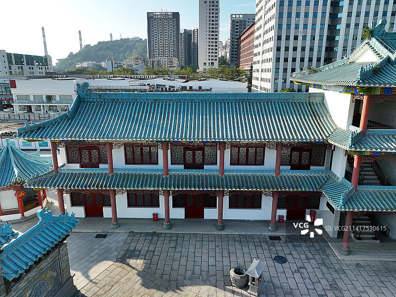 广东省深圳市南山区赤湾天后博物馆天后古庙航拍图片素材