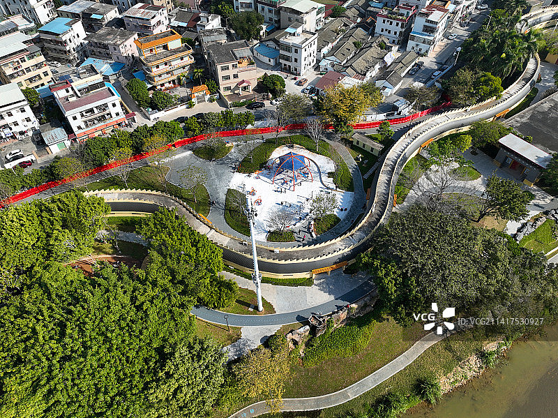 广东省深圳市龙岗区龙园公园龙兴寺航拍图片素材