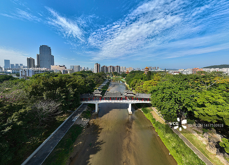 广东省深圳市龙岗区龙园公园龙兴寺航拍图片素材
