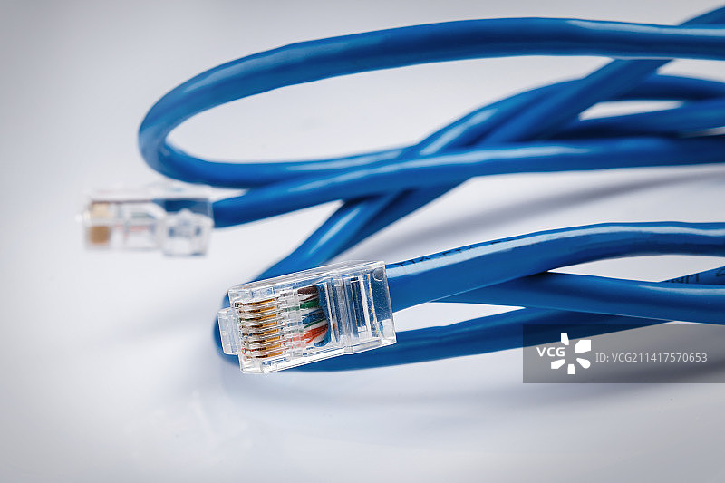 蓝色网线特写图片素材