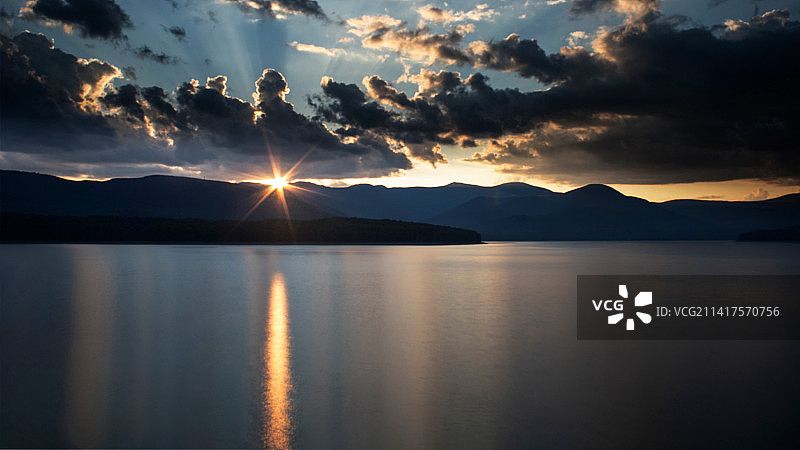 日落时分阿肖肯水库风光，美国纽约州图片素材