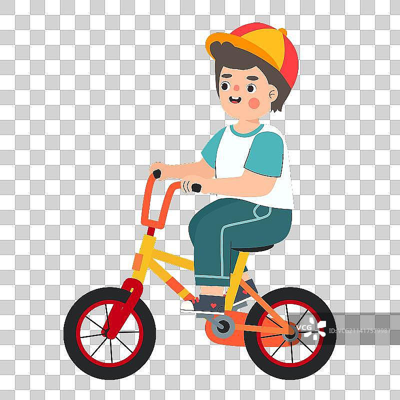 骑儿童自行车的小男孩插画素材图片素材