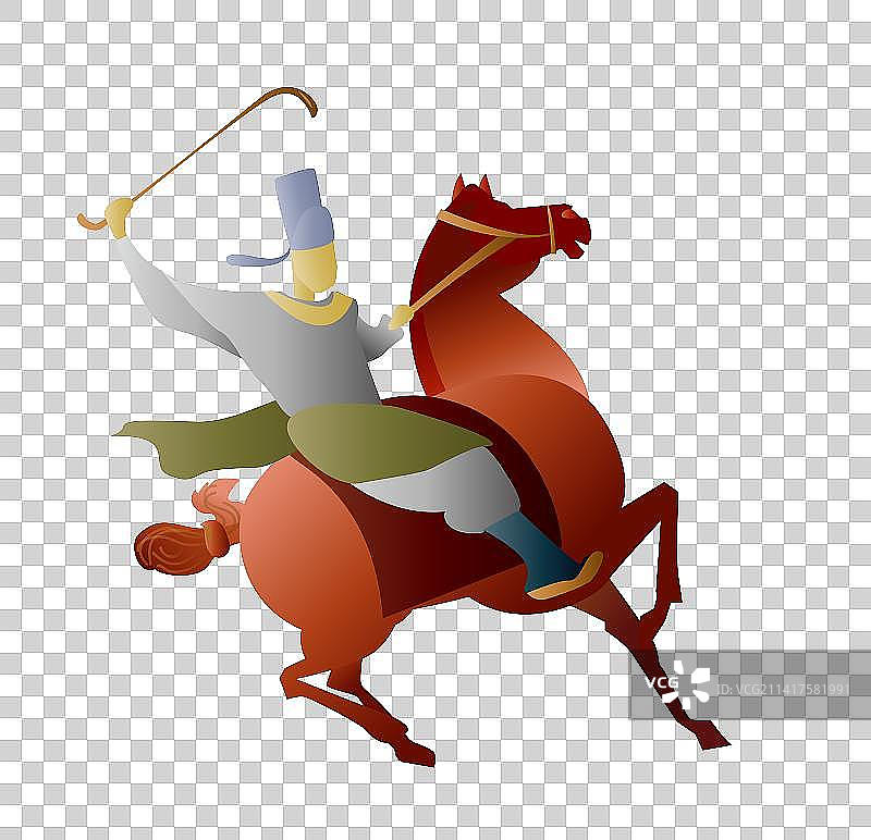 中国唐朝打马球的男人的矢量插画图片素材