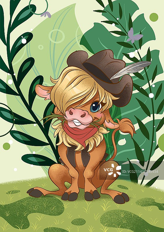 穿着牛仔衣的牛图片素材