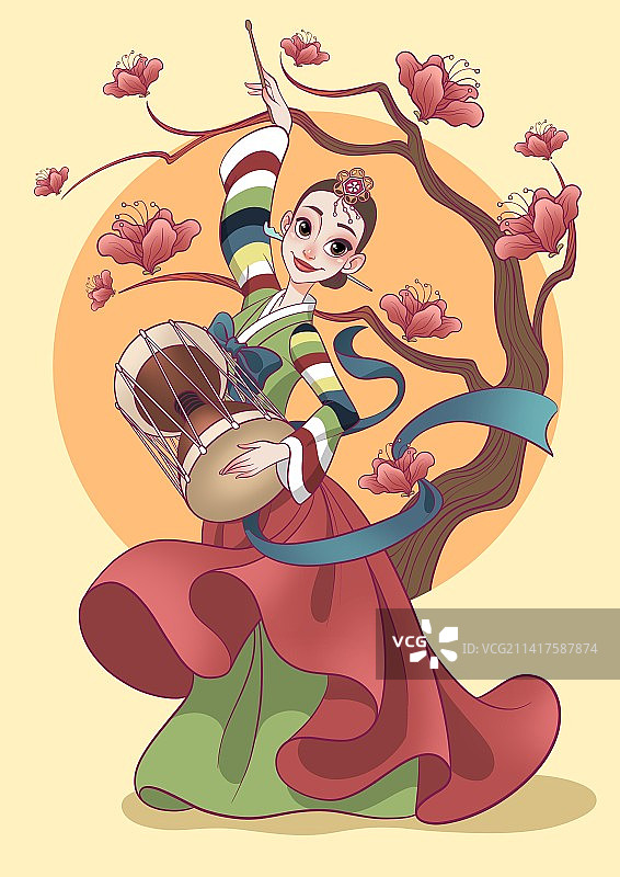 跳舞的朝鲜族女孩图片素材