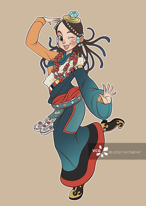 跳舞的藏族女孩图片素材