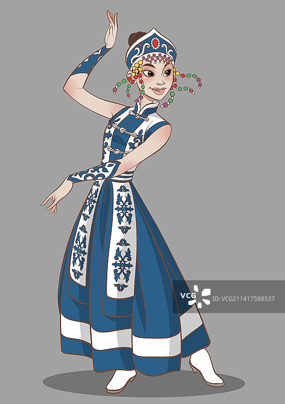 跳舞的蒙古族女孩图片素材