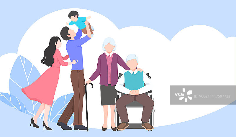 卡通家庭亲人插画图片素材