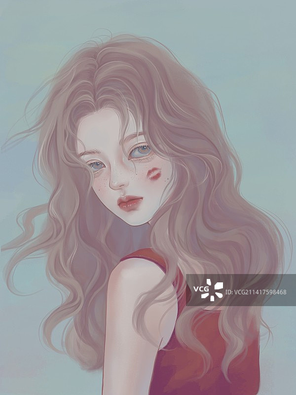 脸上有唇印的女人图片素材