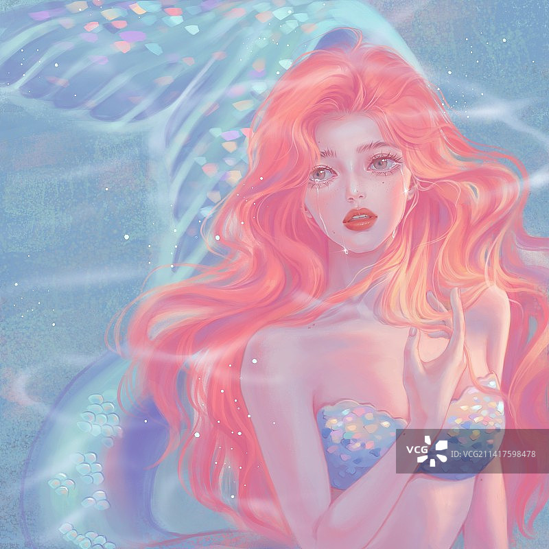 红发美人鱼图片素材